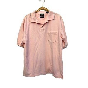 Haggar Gold polo mens medium pink short sleeves cool 18 pocket logo collar EUC